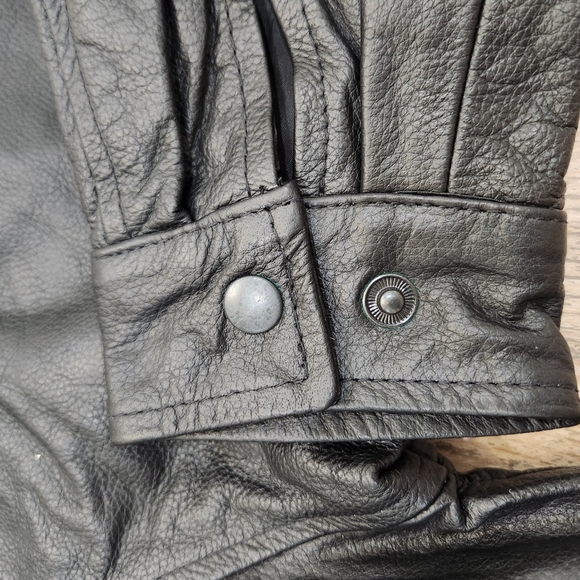 LEATHER Burkes Bay BLACK NRA BOMBER JACKET, MENS MEDIUM - Picture 7 of 10